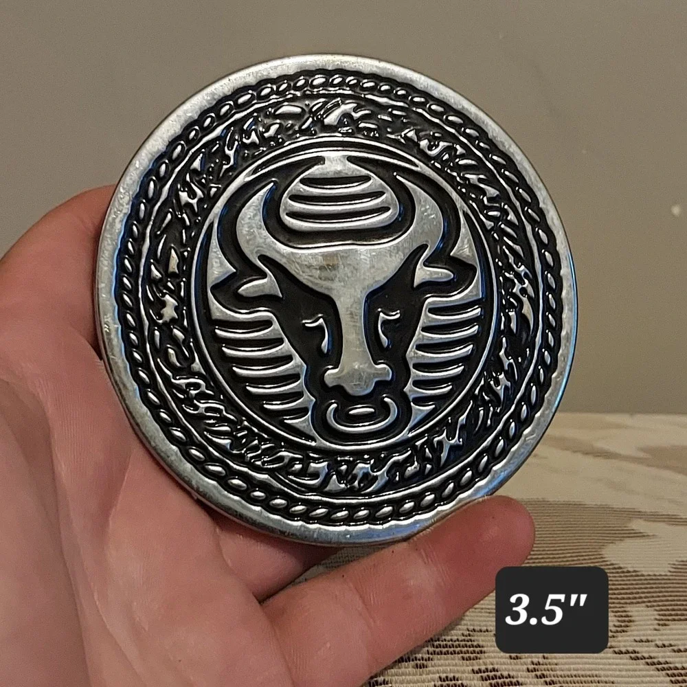 Silver Bull Head Embossed Round Coaster 3.5
